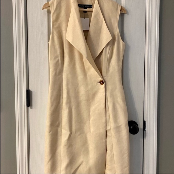 ⭐Ralph Lauren Black Label Cream Linen Blend Dress - Picture 6 of 10